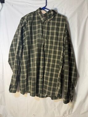 Wrangler men's green plaid long sleeve button up shirt size 2XL
